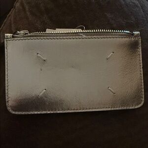 Maison Margiela Silver Zip Leather Card Holder